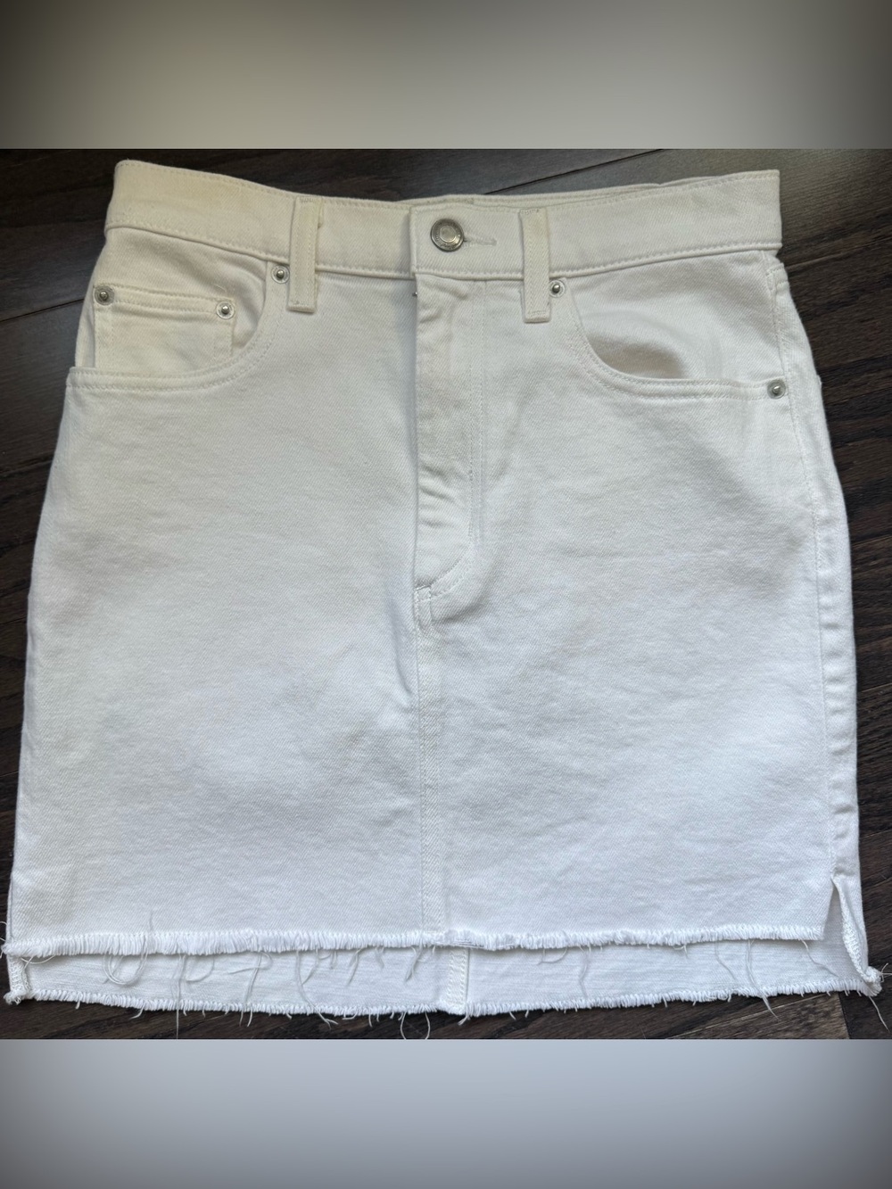 Wilfred Free White Denim Mini Skirt